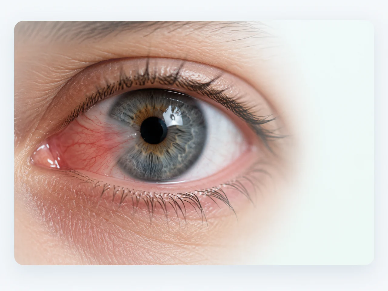 Fotografía en primer plano de un ojo con pterigión o carnosidad