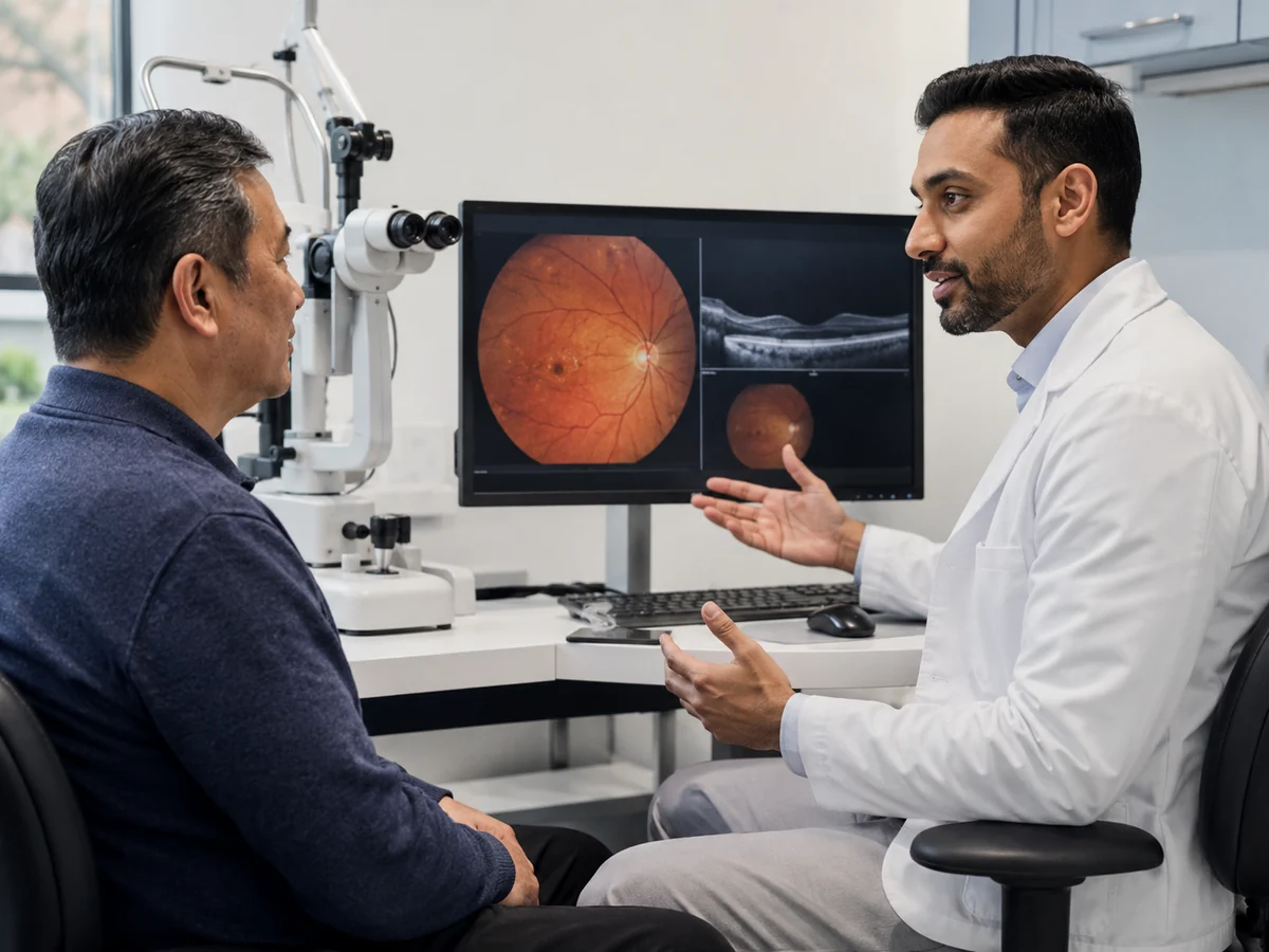 Paciente durante valoración oftalmológica de retina